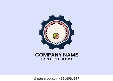 Icono de logotipo de ingeniería mecánica de marcha plana ilustración de vector