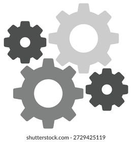 Icono de engranajes planos para Configuraciones, procesos y mecanismos del sistema.