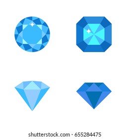 Flat Gem Set Of Carat, Diamond, Karat And Other Vector Objects. Also Includes Gem, Diamond, Karat Elements.