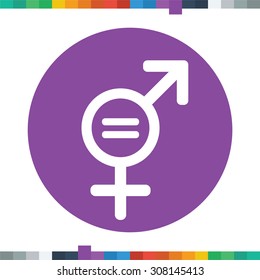 Flat Gender Equality Icon With An Equals Sign In A Circle.