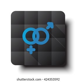 Flat Gender icon on black app button with drop shadow