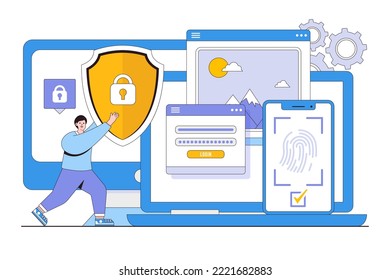 Flat general data security, personal information protection, database access control, cyber privacy, synchronized gadgets, cross platform devices regulation concept.