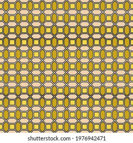 Flat geometirc seamless pattern vector design. Silver grid border for polygons and squares ornament. Decorative endless pattern. Interior decor print.
