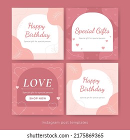 flat geometric abstract pink panel colors social media templates
