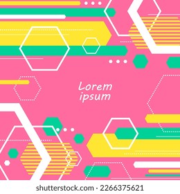 Flat geometric background with abstract shapes design