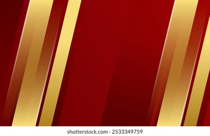 Fondo geométrico plano con color rojo y oro para el Anuncio elegante, telón de fondo, decoración. Elemento moderno.