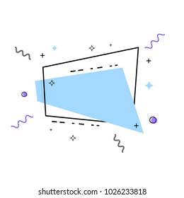 Flat geometric banner for ad. Empty bubble with random decorative items. Element for graphic design - poster, flyer, brochure, card, tag, sticker, badge. Vector illustration.