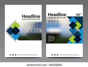 Flat geometric block Brochure Annual Report Flyer design template. Leaflet cover Presentation Modern flat background. illustration vector in A4 size