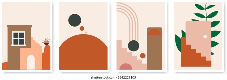 Arte de parede boho geométrica plana