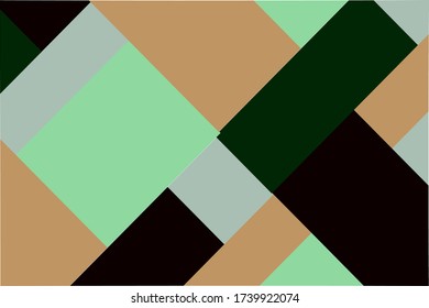 Flat geometric cover vector template background design. Simple shapes with  mint, grey, dark green, brown colors