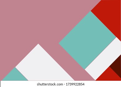 Flat geometric cover vector template background design. Simple shapes with  pink, blue, red colors