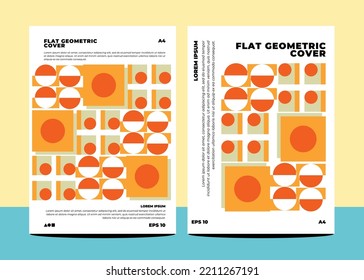 Flat geometric covers for annual report flyer book cover template layout in a4 size
