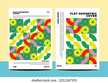 Flat geometric covers for annual report flyer book cover template layout in a4 size
