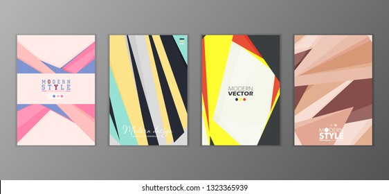 Flat geometric covers design. Colorful modernism. Simple shapes composition. Futuristic patterns