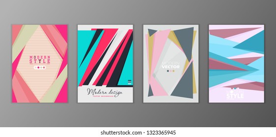 Flat geometric covers design. Colorful modernism. Simple shapes composition. Futuristic patterns