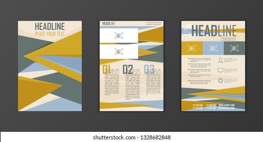 Flat geometric covers design. Colorful modernism. Simple shapes composition. Futuristic patterns