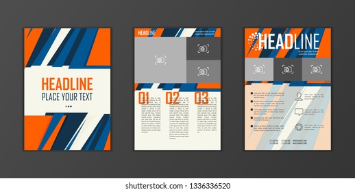 Flat geometric covers design. Colorful modernism. Simple shapes composition. Futuristic patterns
