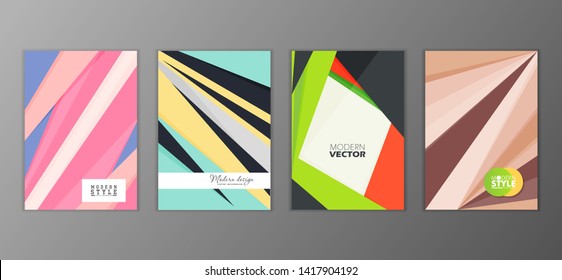 Flat geometric covers design. Colorful modernism. Simple shapes composition. Futuristic patterns