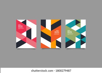 Flat geometric covers design. Colorful modernism. Simple shapes composition. Futuristic patterns. Eps10