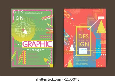 Flat geometric covers design. Colorful modernism. Abstract geometric shape composition, brochure, poster, flyer, banner, business card, text frame. EPS10 vector. 