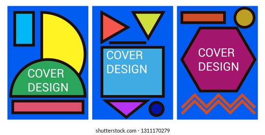 Flat geometric covers design. Simple shapes composition.