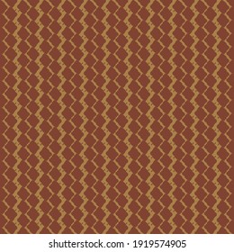 Flat geometric design, consisting of zigzag stripes and rows of diamonds. Traditional motif in burgundy and yellow.