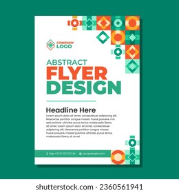 Flat geometric flyer template design, brochure template, cover design