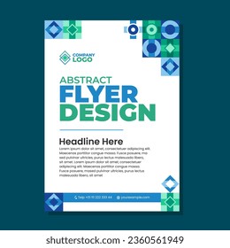 Flat geometric flyer template design, brochure template, cover design