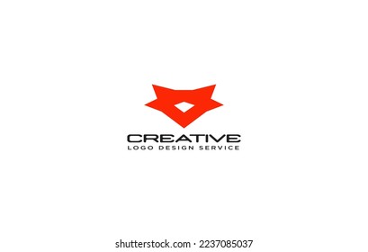 Flat geometric fox logo design or fox head logo