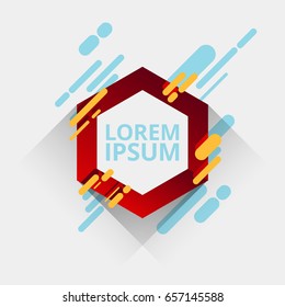Flat geometric hexagon vector banner retro design style trendy vector illustration