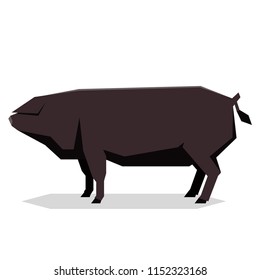 Flat geometric Large Black pig