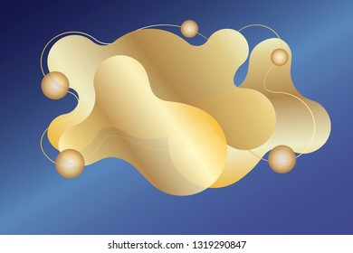 Flat geometric liquid shapes banner: Gradient gold colored abstract modern graphic elements template with copy space. Template for design of presentation or logo. Vector eps10 illustration.
