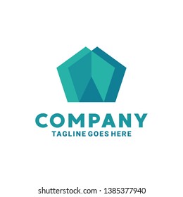 Flat Geometric Logo Design With Hexagon Shape For Companies