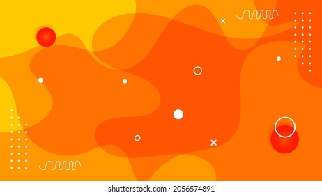 Flat geometric memphis background with orange background Premium Vector. Suitable for cover background, flyer, poster, presentation and etc.