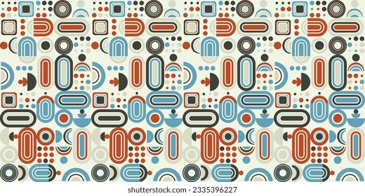Flat geometric modern style seamless pattern that make up an abstract background pattern for packaging, wallpaper, surfaces, print, design. Flat and stylish modern pattern.