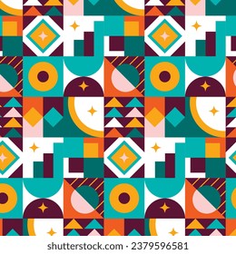 Flat geometric mosaic pattern background design vector  in eps 10