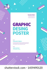 flat geometric pattern poster. graphic vector background.