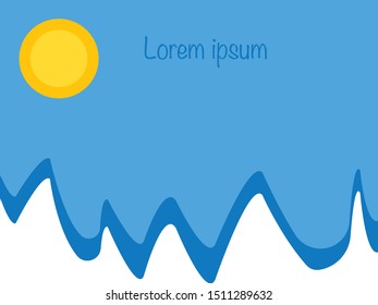 Flat geometric pattern with the sea and sun. Cool colorful background. Applicable for Covers, Voucher, Banners, Placards, Posters, Flyers. Vector illustration with trendy design.