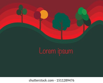 Flat geometric pattern with the trees. Cool colorful background. Applicable for Covers, Voucher, Banners, Placards, Posters, Flyers. Vector illustration with trendy design.