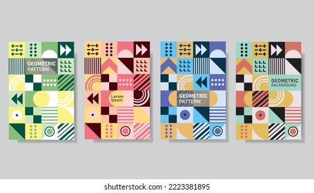 Flat geometric random abstract four color pattern background cover design