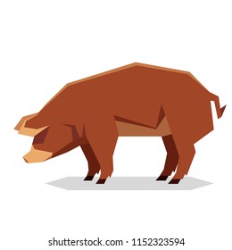 Flat geometric Red Wattle pig