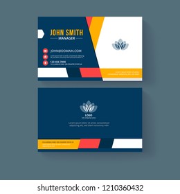 Flat Geometric shape business card template. Abstract card vector illustration.