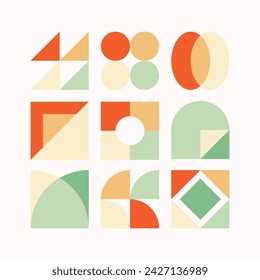Flache geometrische Formensammlung, Flaches bauhaus geometrisches Icon, Flaches abstraktes geometrisches Formendesign