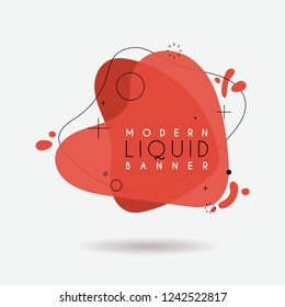 Flat geometric shape with outline in memphis design style. Vivid transparent banner in retro poster design style. Vector template for use in web or print design