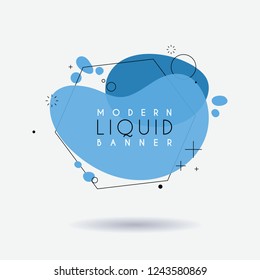 Flat geometric shape with outline in memphis design style. Vivid transparent banner in retro poster design style. Vector template for use in web or print design