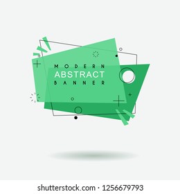 Flat geometric shape with outline in memphis design style. Vivid transparent banner in retro poster design style. Vector template for use in web or print design