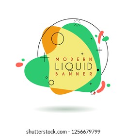 Flat geometric shape with outline in memphis design style. Vivid transparent banner in retro poster design style. Vector template for use in web or print design