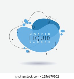 Flat geometric shape with outline in memphis design style. Vivid transparent banner in retro poster design style. Vector template for use in web or print design