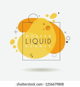 Flat geometric shape with outline in memphis design style. Vivid transparent banner in retro poster design style. Vector template for use in web or print design