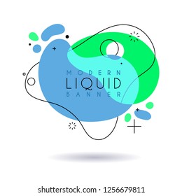 Flat geometric shape with outline in memphis design style. Vivid transparent banner in retro poster design style. Vector template for use in web or print design